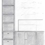 Croquis final du petit meuble de rangement (fait début janvier)