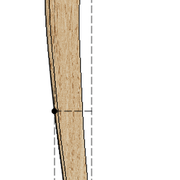 Vue de face (avec l'esquisse du tracé initial du galbe)