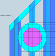 fig 4/ Tracé final en vraie courbure de la lunette sur l'élévation :