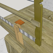 **5b/** Nous scions les parties en queue d'aronde mâles de la traverse .