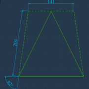 En pointillé la face de la pyramide basse, qui donne l'angle de guide pour la contre-coupe.