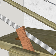 **5b/** Nous descendons le trait de scie en vertical du tracé.