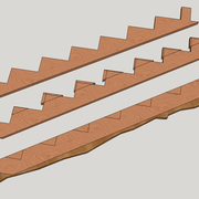 trianguler des débits de bois :crémaillères d'escalier "écoinçons" partiels