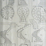 Planche de vues géométrale de types d escaliers (art du trait) (E. Delataille)