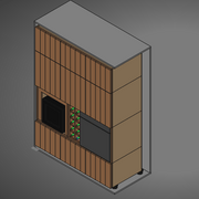 Meuble, toutes portes fermées.