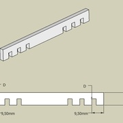 Repère de coupes du montant intermédiaire int (Pièce bleue turquoise)