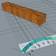 Fig 2/ Tracé du calibre rallongé sur les champs du bloc .