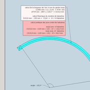 calcul de la longueur de la ligne d axes , calcul du nombre de balustres sur garde corps cintré