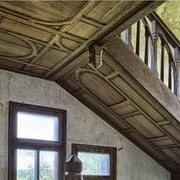 Plafond d escalier assemblé en lambris à petit cadre traditionnel