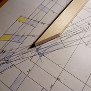 Art du trait traditionnel tracé à la main  (épure pratique d'apprentissage)