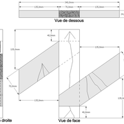 Dessin orthogonal de la pièce d'assemblages intermédiaires biais à tenon/mortaise/Enfourchement traditionnels