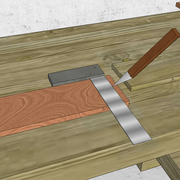 1/ Nous traçons les arasements de l'assemblage par superposition des bois.