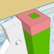 Pièce de bois avant le passage de la Shaper, la zone rosée sera enlevée
