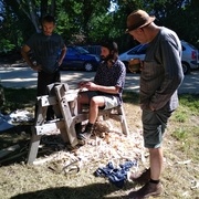 Félix Bouchet, au centre sur le banc d'ane