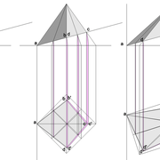 **B-C/** La projection en vraie grandeur des sections de troncs depuis les élévations ver la vue en plan