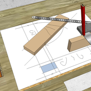**1/** Nous traçons un trait avec l’équerre depuis chacun d'un champ des deux traverses.