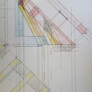 vue d'ensemble des pièces: arêtier, chevron, empannon,sablière,entrait et poinçon