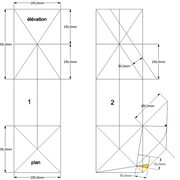 **1-2/** mise en page de l'épure, puis nous traçons l'angle de corroyage et l'emprunt .