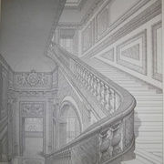 Dessin d architecture d un escalier (perspective par points de fuites)