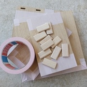 Préparation avant collage. J'ai opté pour cette technique qui me permet de gagner beaucoup de temps au ponçage.