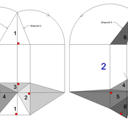 **B/**Tracé  possibles des  faces versants développés en vraies grandeurs