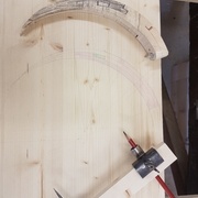 épure tracée avec mon compas à verge maison, simple mais tellement efficaces..