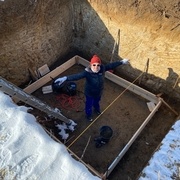 Cofrage de la semmelle de la cave.