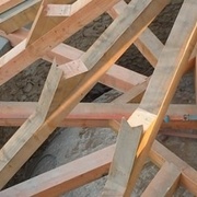 fig 9 arbalétriers d arêtiers  pour pannes cintrées sur échantignoles http://www.charpentebrochier.fr/skills/charpente