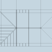fig 3/ Tracé des chevrons et des arêtiers sur la vue en plan