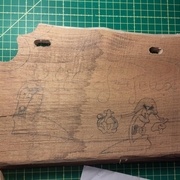 Dessin de la pancarte de l'abri sur une chute de châtaignier