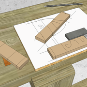 **5/** A l'aide de l'équerre, nous traçons complètement les primaires.