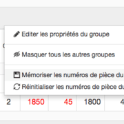 Mémorisation des numéros de pièces pour un groupe