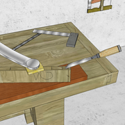 4/ Nous exécutons au bédane et maillet déjà les mortaises et la "barbette".