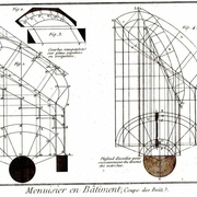 Planche d épure ancienne d éléments courbes  (art du trait)