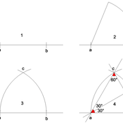 Construction d'un angle a 60°.