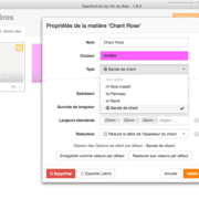 Fenêtre de propriétés de la matière "Chant Rose"