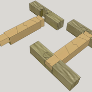 #Assemblages assimilés aux mi-bois, liaisons par queues d'arondes.