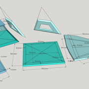 Tracés des panneaux , façonnage des éléments et montage de la pyramide tronquée et pénétrée finie en panneaux de 22 mm