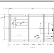 4/ Prise de cotes d'une petite maison à restaurer en gite avec charpente hors service.(vue en plan)