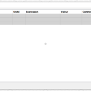 Tableau des paramètres