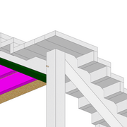 détail du dessous du palier, on voit le porte a faux de la dernière pièce du palier