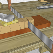 **5c/** La seconde queue d'aronde mâle, sciage de l'about .