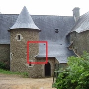 8/ Exemple de raccord cylindrique appliqué en charpente entre une tourelle et un bâtit parallélépipédique