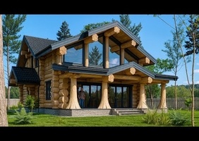 Maison en troncs d'arbres en kit