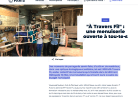 "À Travers Fil" : une menuiserie ouverte à tou·te·s