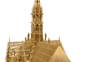 La « forêt » de Notre‐Dame reproduite en maquette par les Compagnons Charpentiers du Tour de France