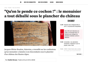 Confessions intimes d'un menuisier du XIXe siècle