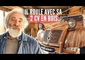 Michel a construit la seule et unique 2CV en bois motorisée