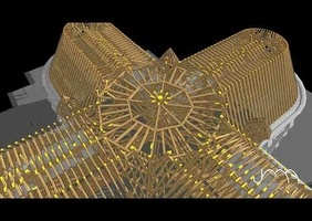 Détail d'une charpente en 3d