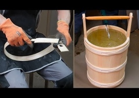 Seau en bois, sans colle, sans métal.